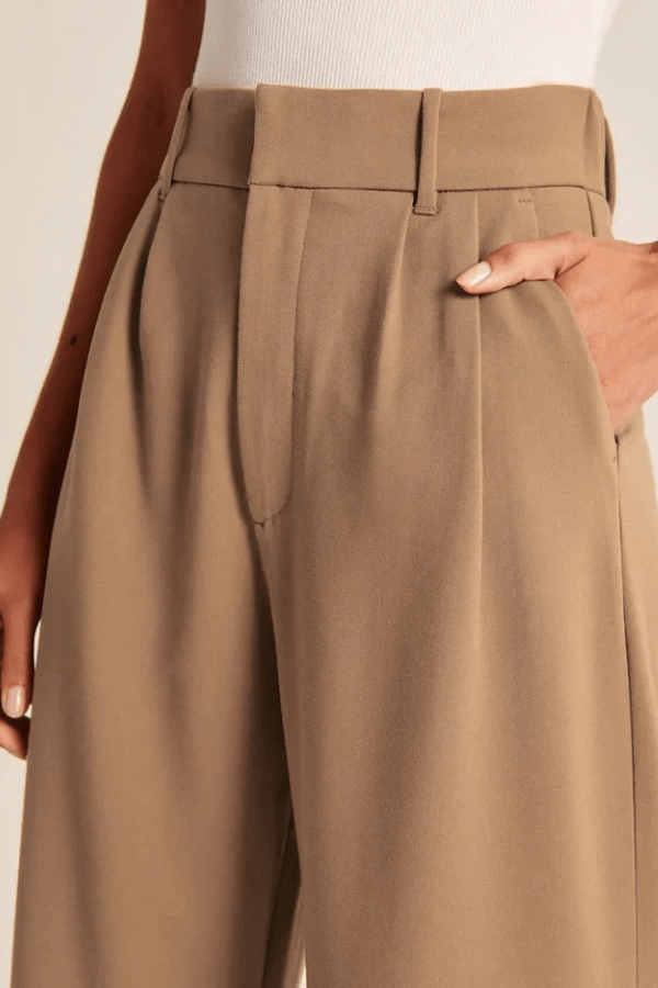 Women's Wide Leg Pants with Pleated Front Design