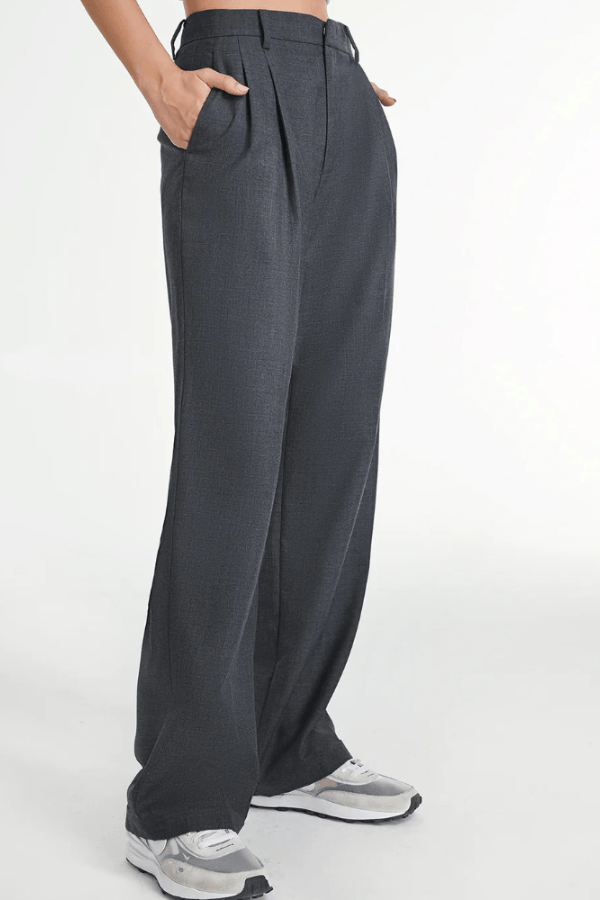 Women's Wide Leg Pants with Pleated Front Design