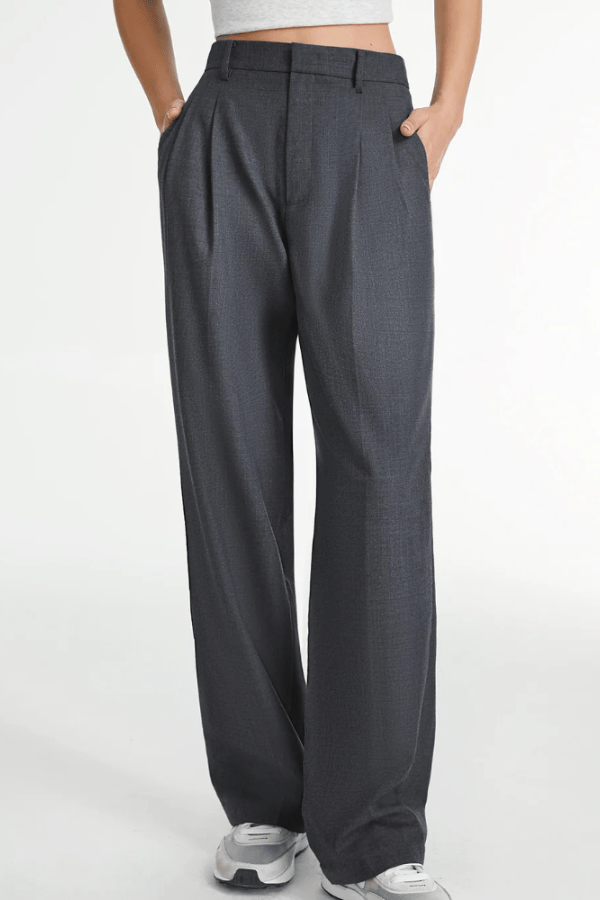 Women's Wide Leg Pants with Pleated Front Design