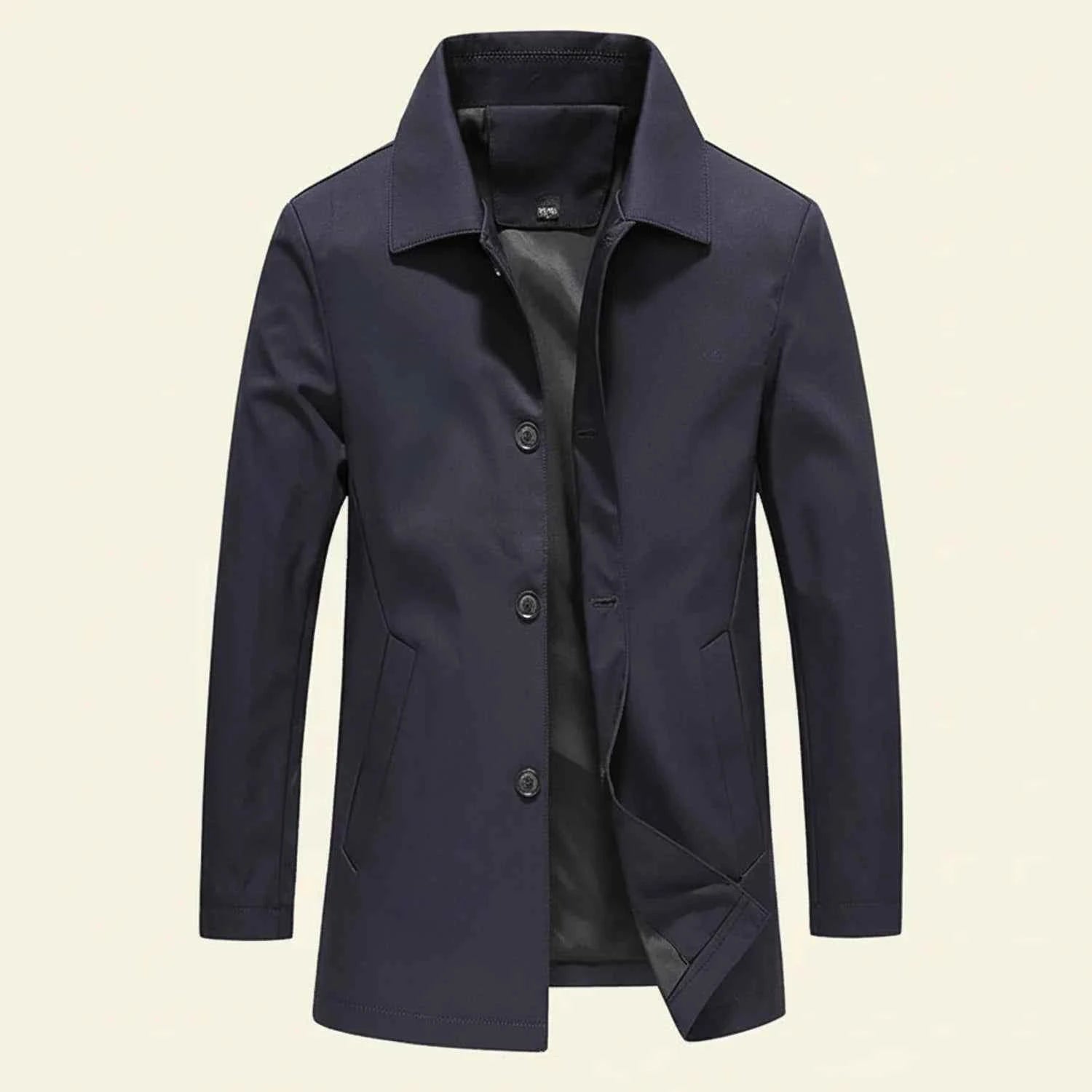 Men's Minimalist Mid-Length Overcoat Blue