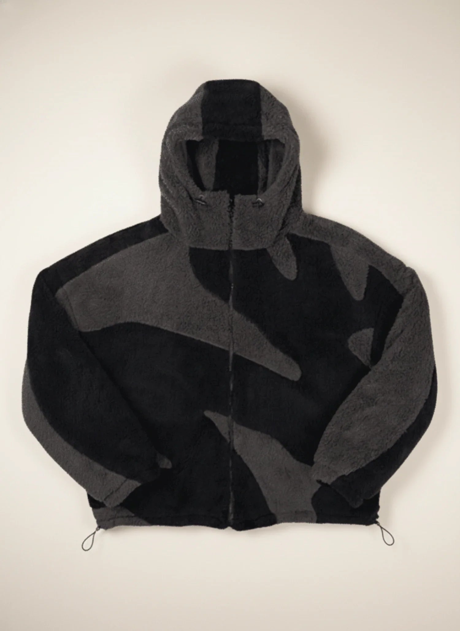 Men's Abstract Camo Fleece Hooded Jacket Black