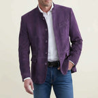 Men's Mandarin Collar Blazer Jacket Purple