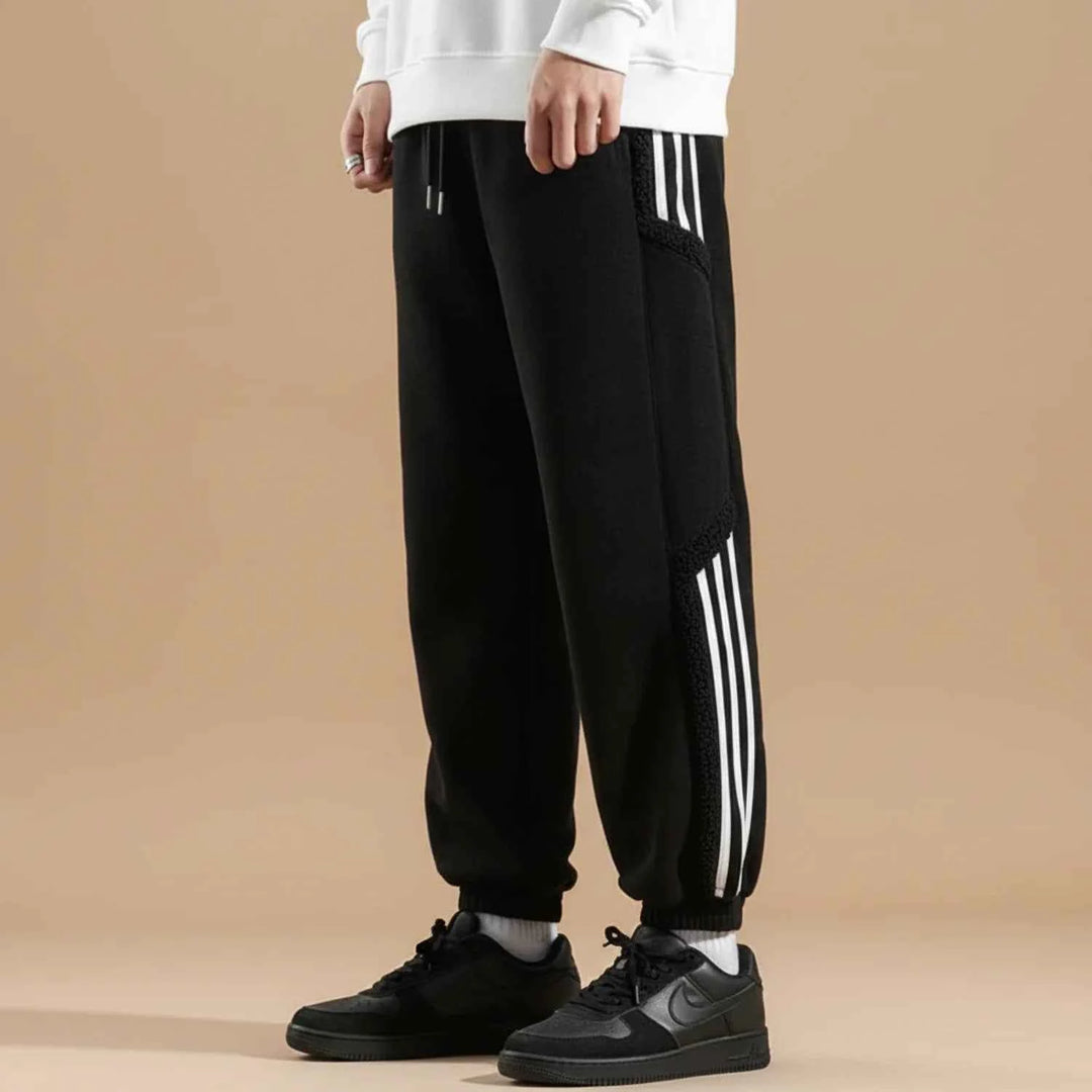 Men's Relaxed Fit Striped Pants Black
