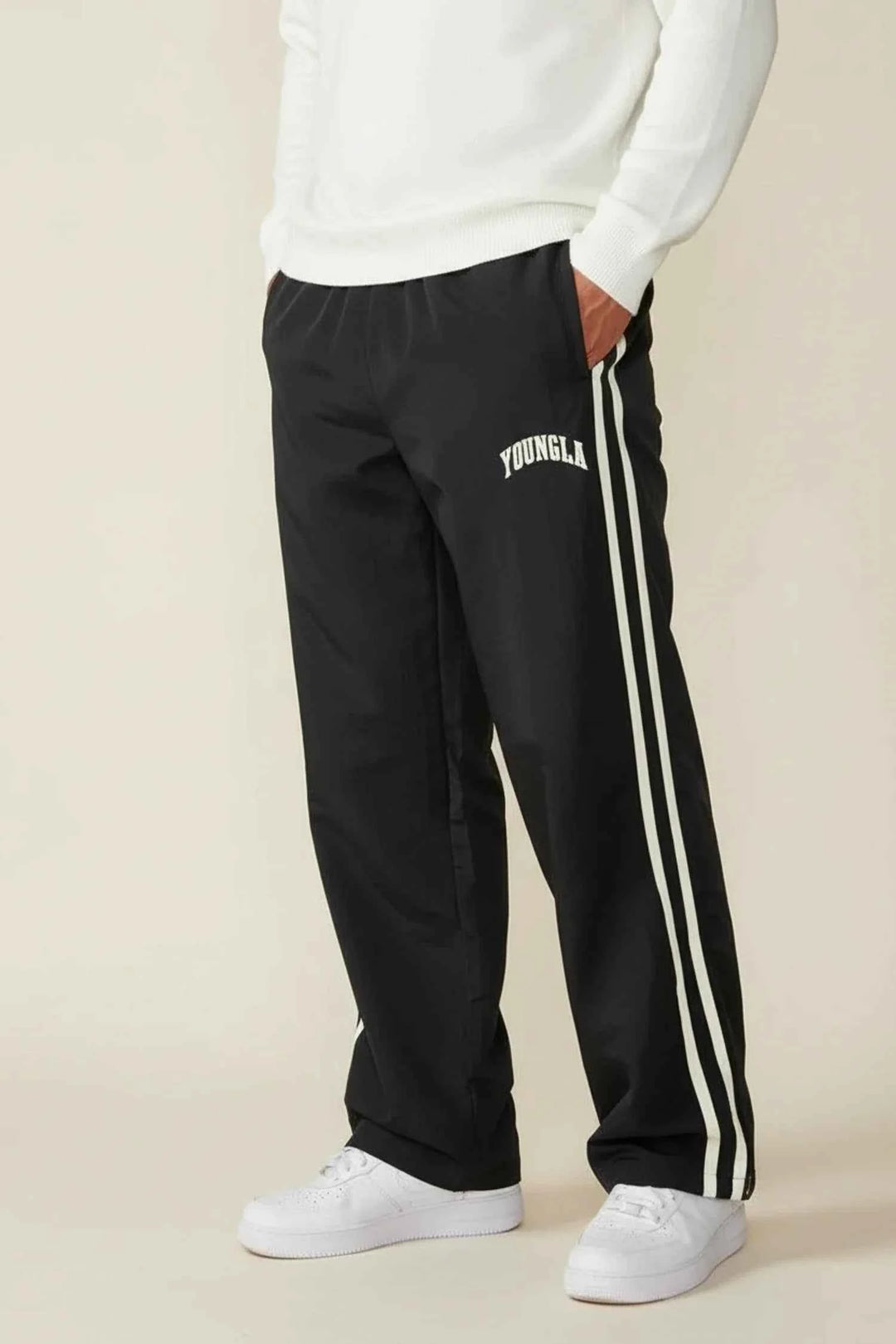 Men's Side Stripe Track Pants Black