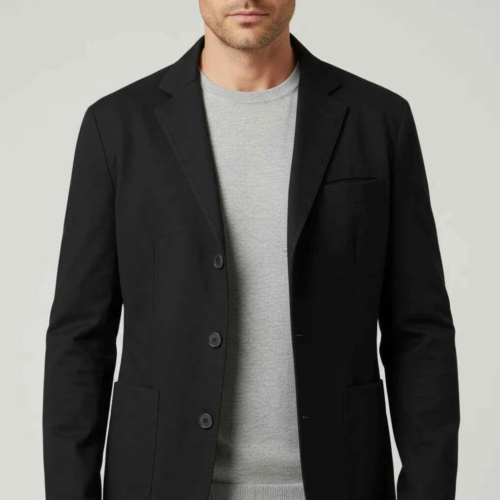 Men's Three-Button Casual Blazer Black