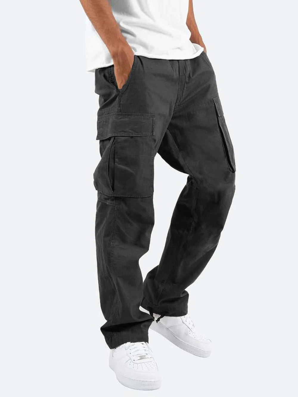 Men's Relaxed Fit Cargo Pants - Comfortable & Versatile Style Black
