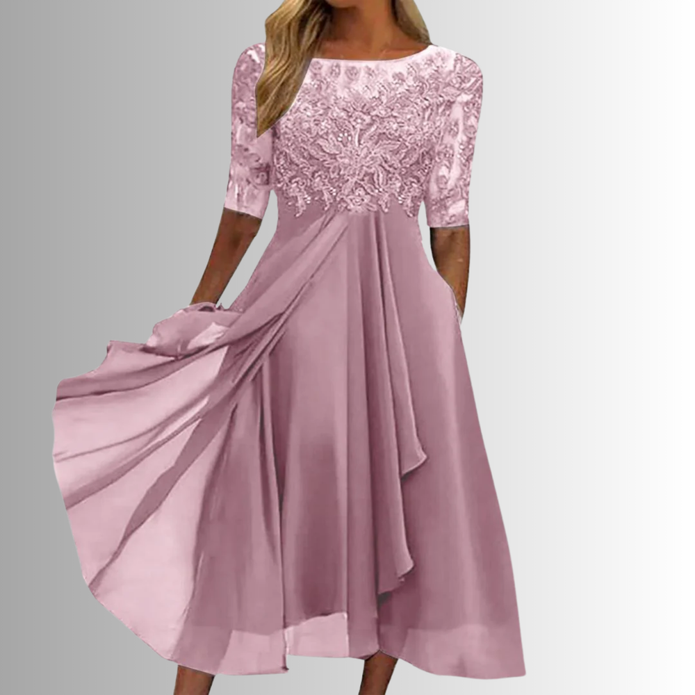 Meredith | Women's A-Line Midi Dress Pink