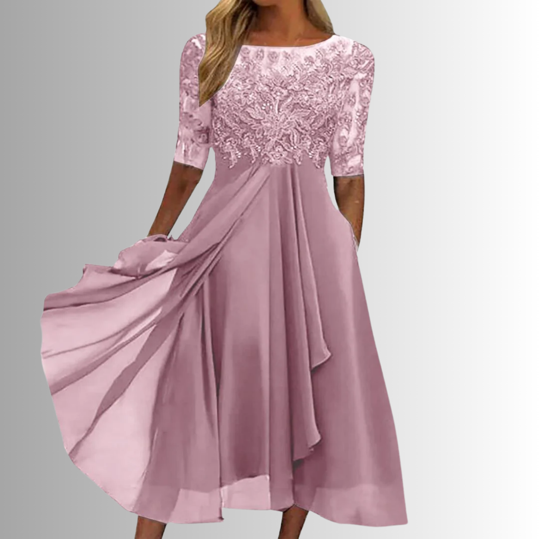 Meredith | Women's A-Line Midi Dress Pink