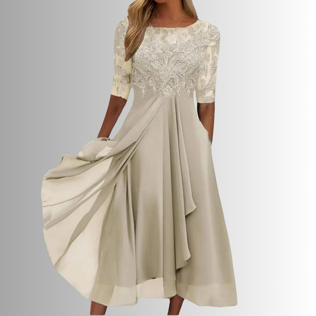 Meredith | Women's A-Line Midi Dress Cream