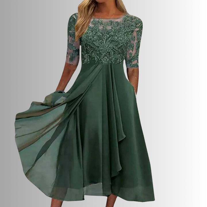 Meredith | Women's A-Line Midi Dress Green