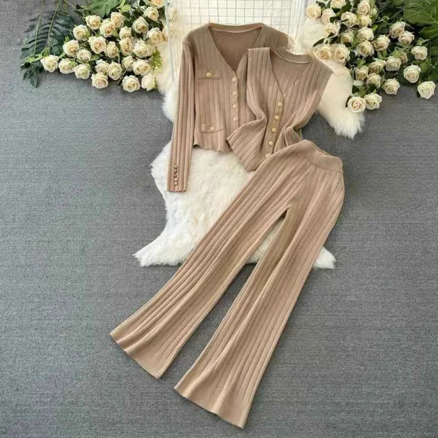 Women's Elegant Knit Set Khaki