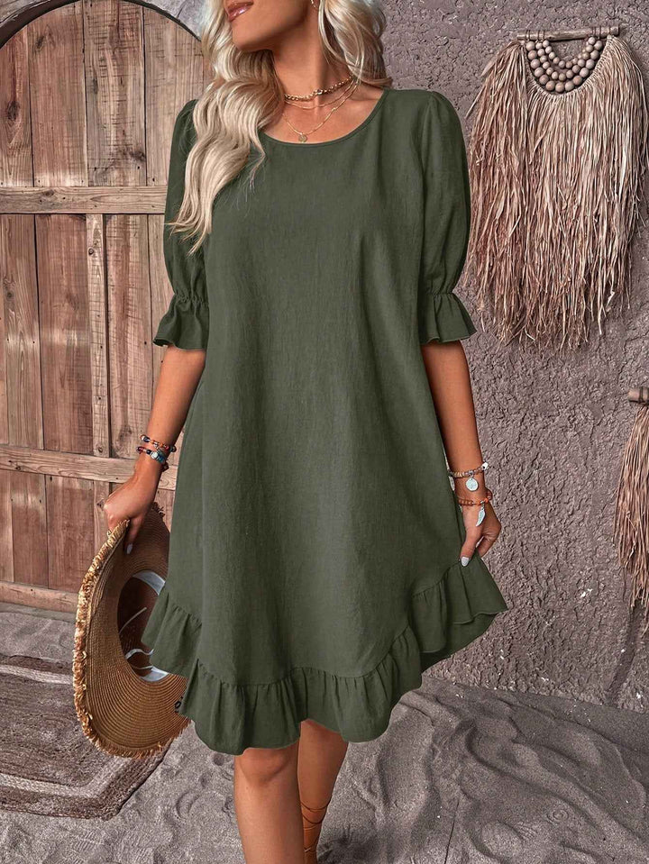 Morgan | Women's Ruffle A-Line Mini Dress Green