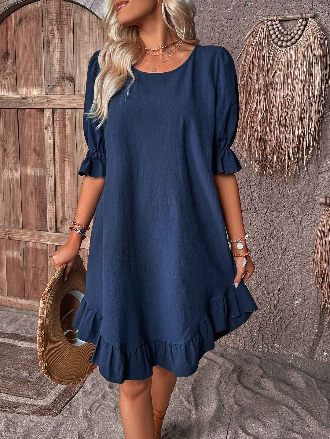 Morgan | Women's Ruffle A-Line Mini Dress Blue
