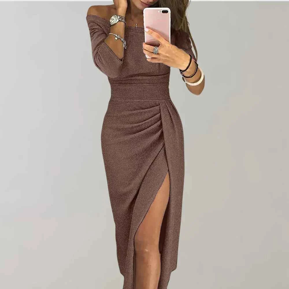 Women's Chic Stylish Dress Brown