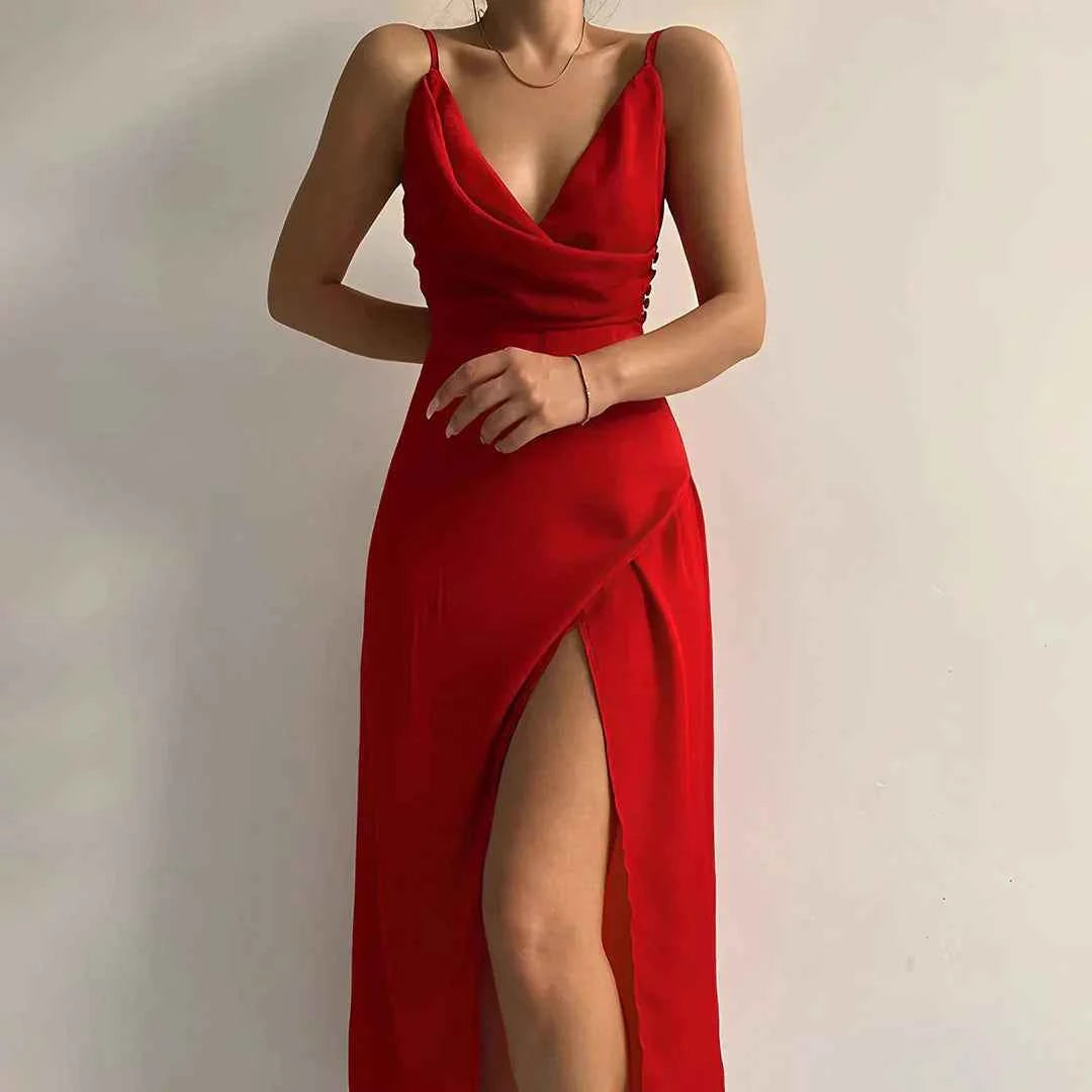 Women's Chic Slit Dress Red
