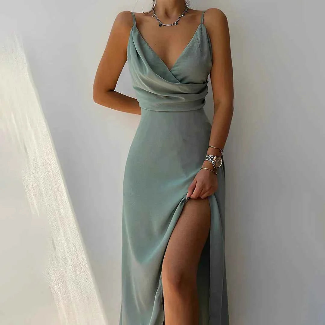 Women's Chic Slit Dress Green