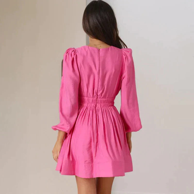 Women's Elegant Long Sleeve Playsuit - Deep V-Neck Tailored Fit