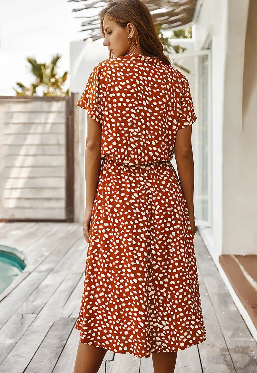 Elegant Lightweight Midi Summer Dress - Comfortable Style for Women