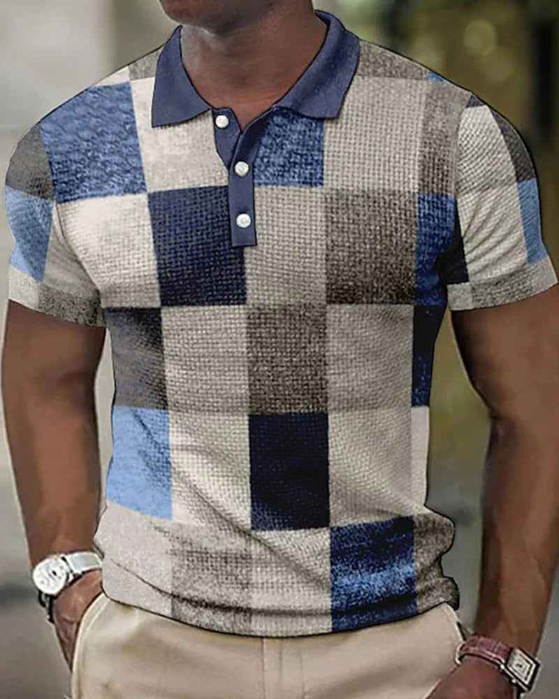 Men's Checkered Polo Shirt - Stylish Comfort for Everyday Wear Gray