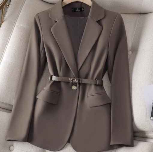 Women's Tailored Blazer with Belt – Long Sleeve Business Style