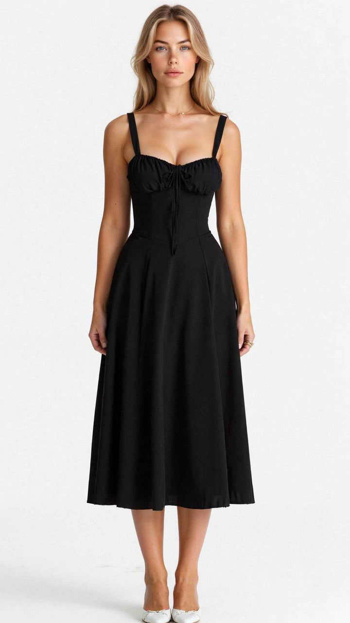 Margaret | Corset Midi Dress - Elegant, figure-flattering style Black