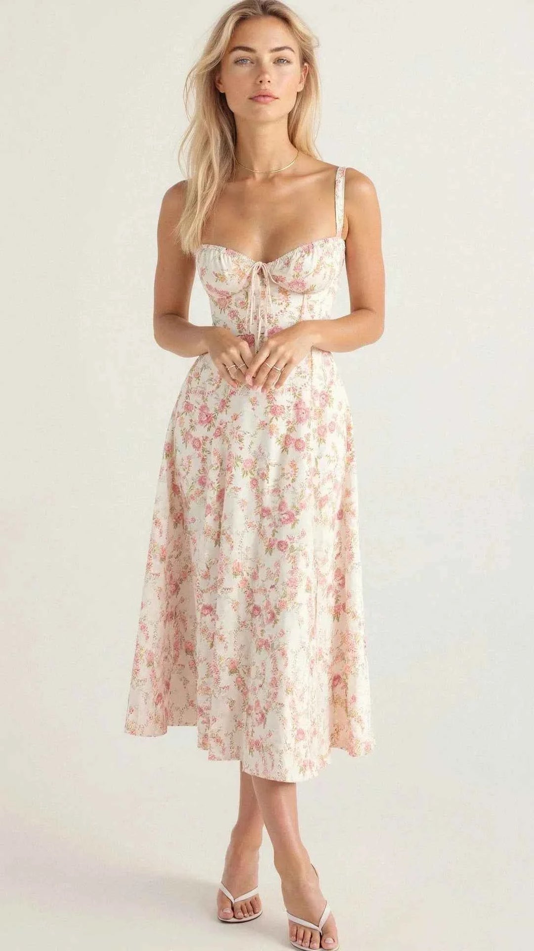 Nora | Elegant Floral Bustier Midriff Waist Shaper Dress