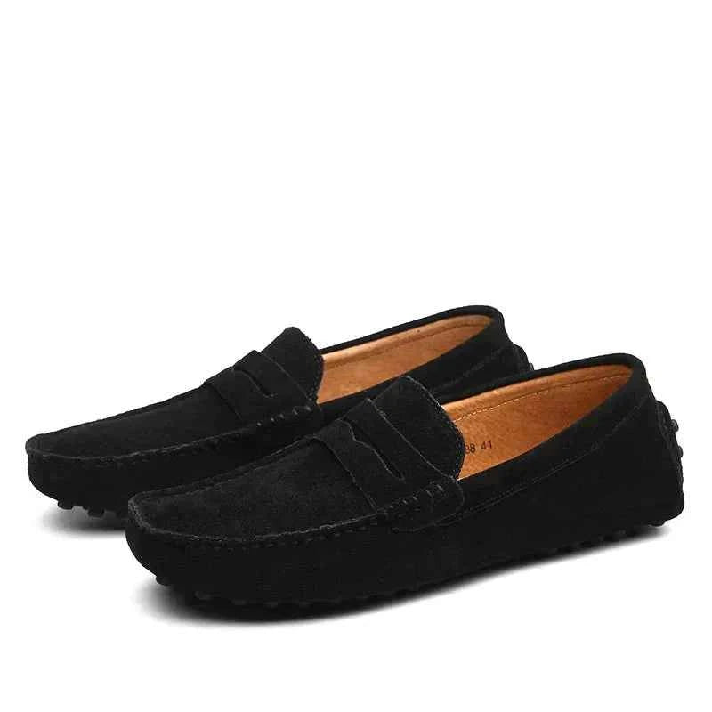 Men's Round Toe Slip-On Loafers | Flat Design Black