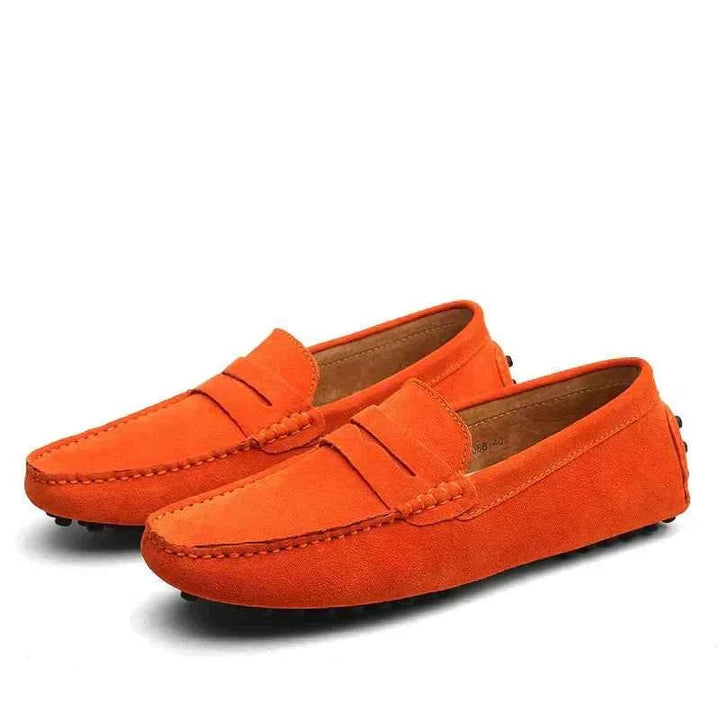 Men's Round Toe Slip-On Loafers | Flat Design Orange