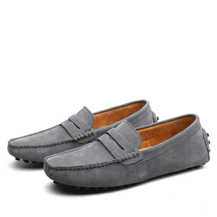 Men's Round Toe Slip-On Loafers | Flat Design Gray