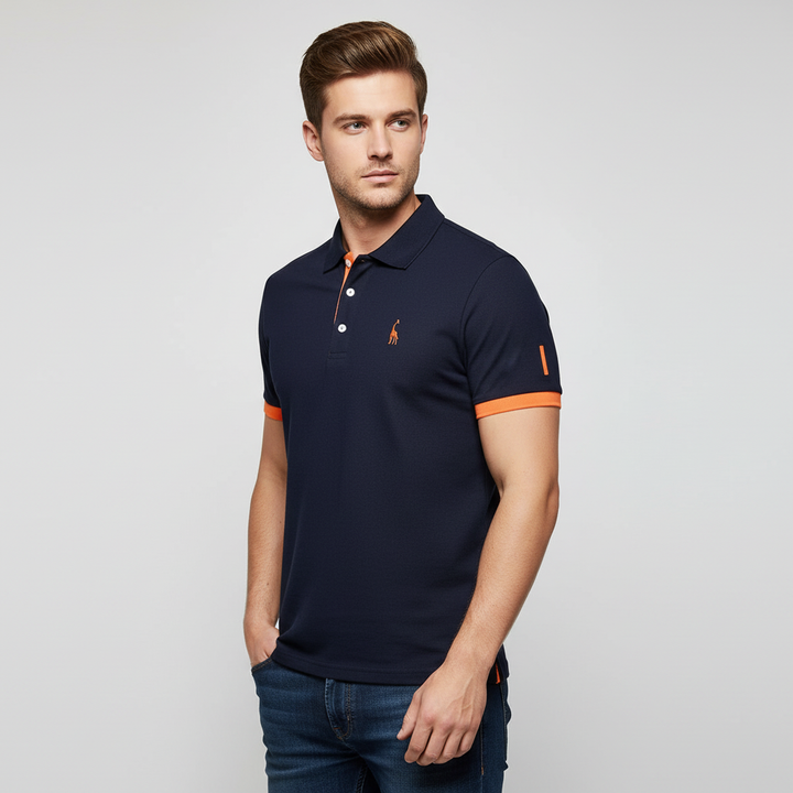Men’s Big & Tall Premium Mesh Polo Shirt– Comfortable Casual Shirt (66) Orange Navy Blue
