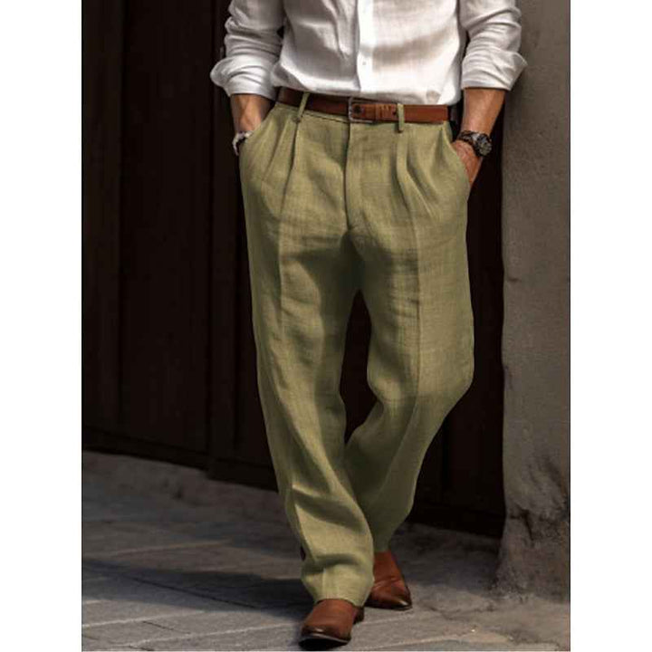 Men's Loose Fit Pleated Trousers – Double Pleat Comfort Groen