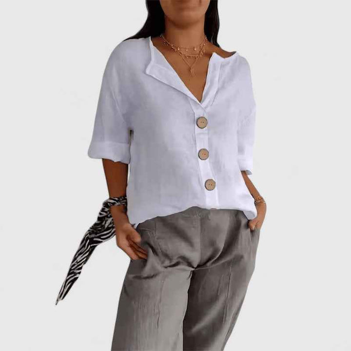 Women's Relaxed V-Neck Blouse White