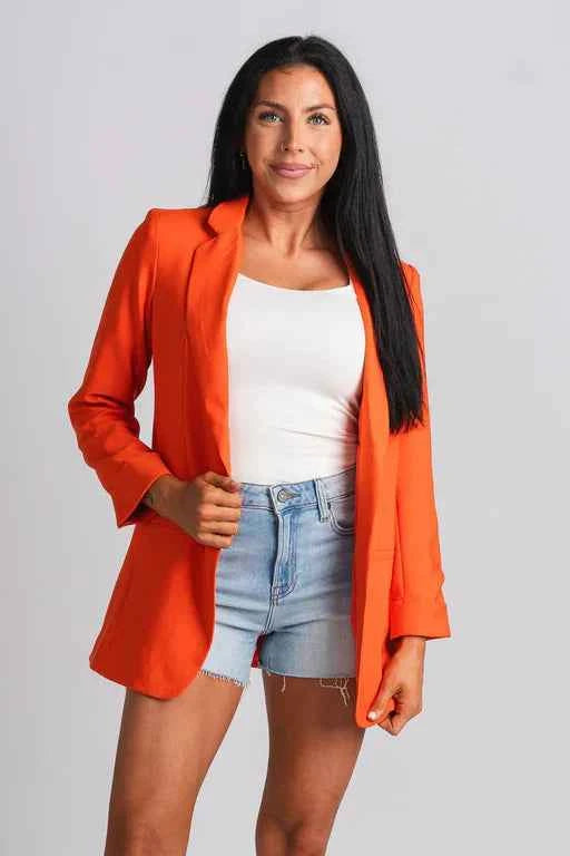 Women's Orange Blazer with Cuffs