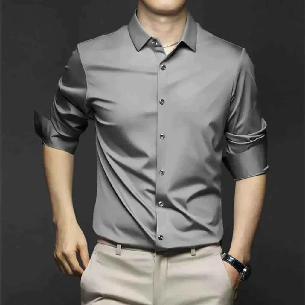Men's Stylish Wrinkle-Free Dress Shirt – Easy Care and Comfortable Dark Gray