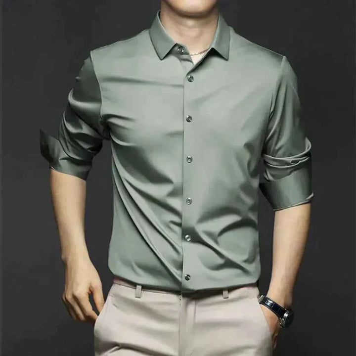 Men's Stylish Wrinkle-Free Dress Shirt – Easy Care and Comfortable Light Green