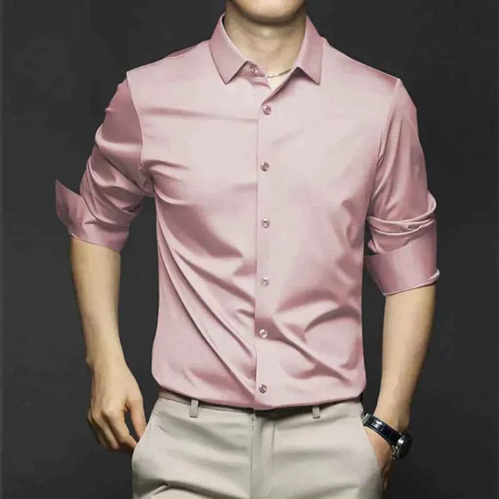Men's Stylish Wrinkle-Free Dress Shirt – Easy Care and Comfortable Pink