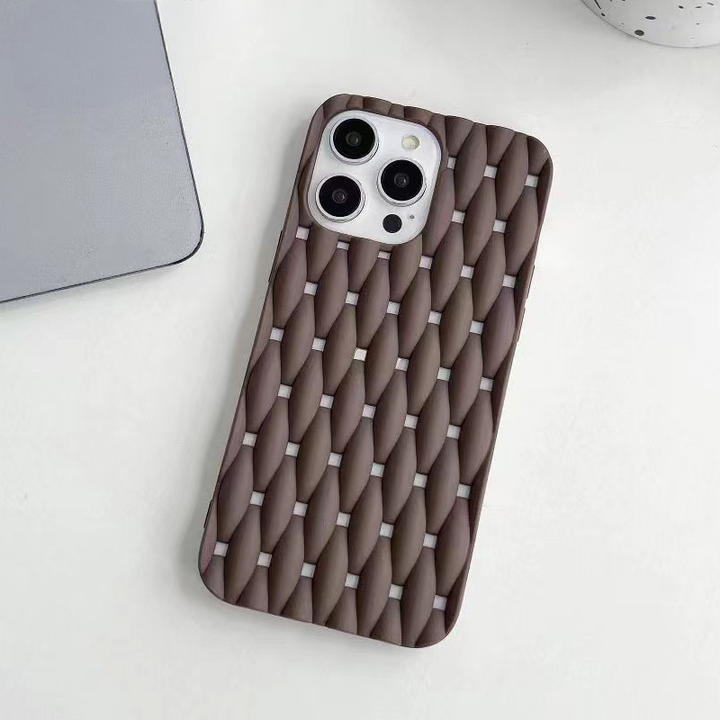 Silicone iPhone Case with Plait Design Brown