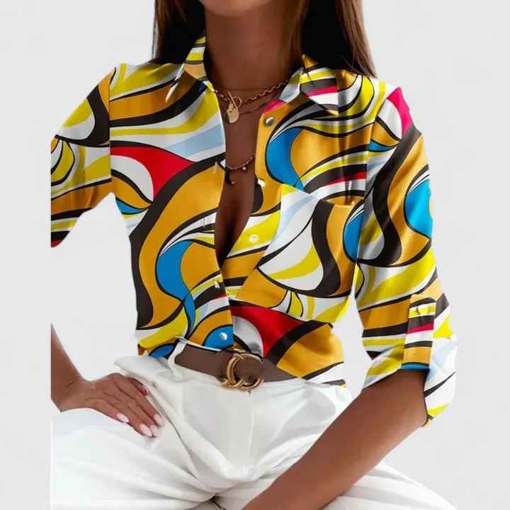 Women's Printed Long-Sleeve Blouse Multi