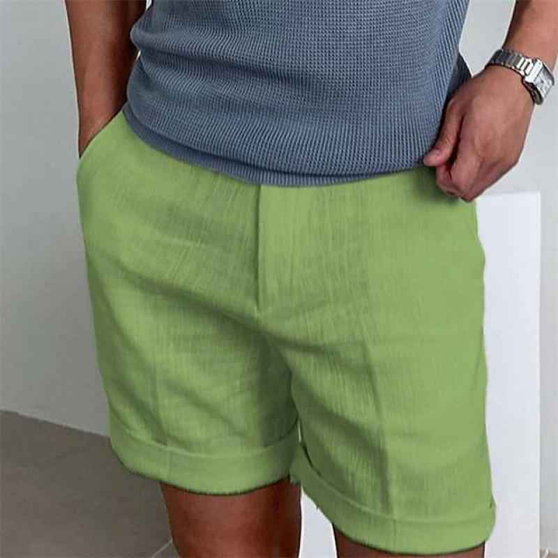 Men's Relaxed Fit Shorts – Cuffed Hem – Breathable Fabric – Casual Style Green