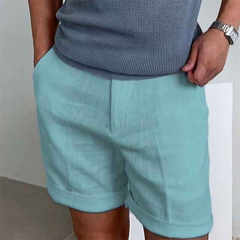 Men's Relaxed Fit Shorts – Cuffed Hem – Breathable Fabric – Casual Style Blue