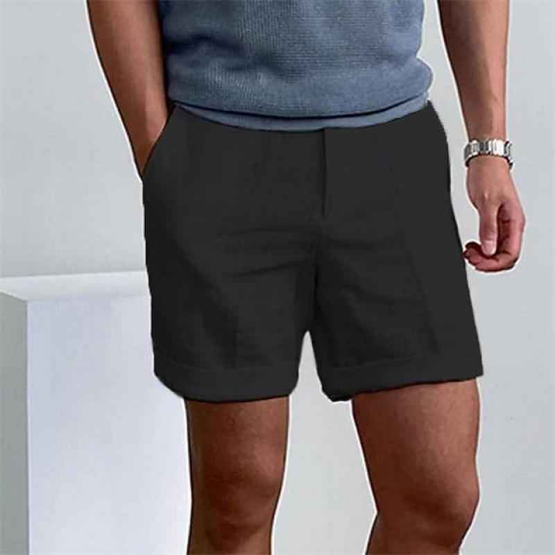 Men's Relaxed Fit Shorts – Cuffed Hem – Breathable Fabric – Casual Style Black