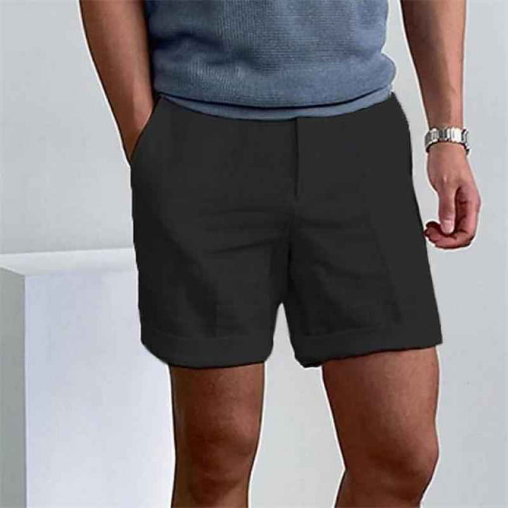 Men's Relaxed Fit Shorts – Cuffed Hem – Breathable Fabric – Casual Style Black