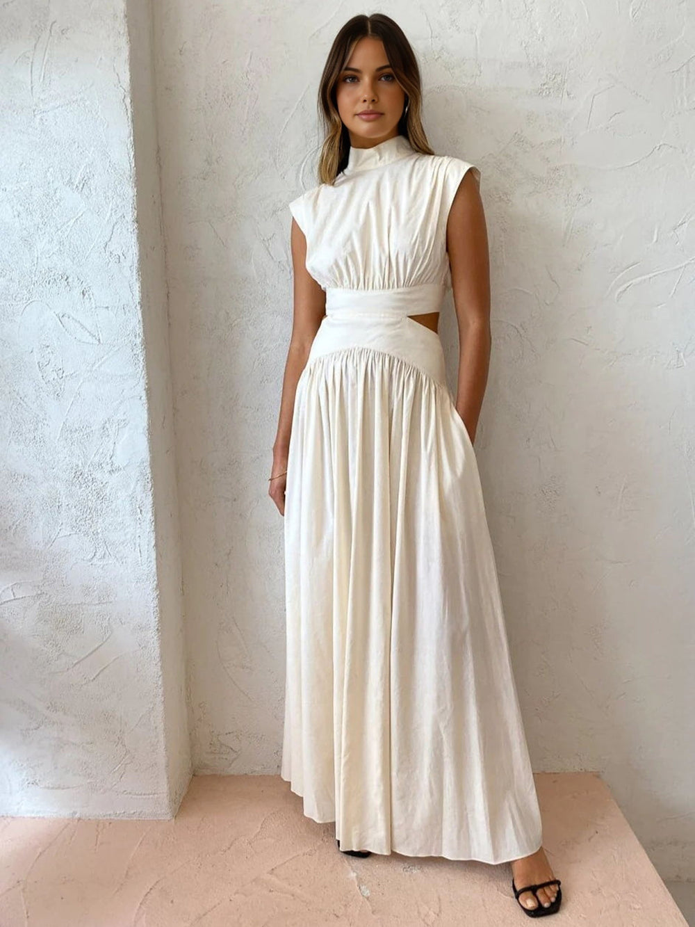 Jaylina | Women's Maxi Dress with Open Side Details White