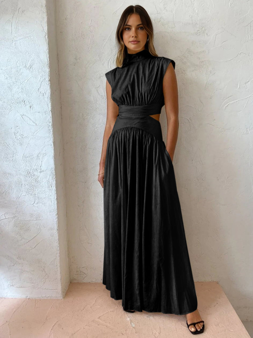 Jaylina | Women's Maxi Dress with Open Side Details Black
