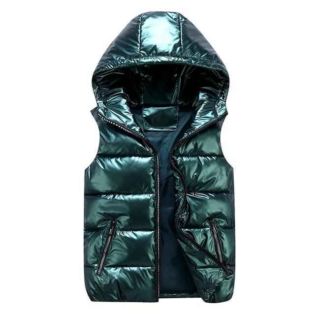 Men's Padded Bodywarmer – Relaxed Fit – Shiny Insulation – Windproof Hood Green