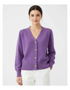 Women's Button-Front V-Neck Cardigan Violet One Size