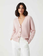 Women's Button-Front V-Neck Cardigan Pink One Size
