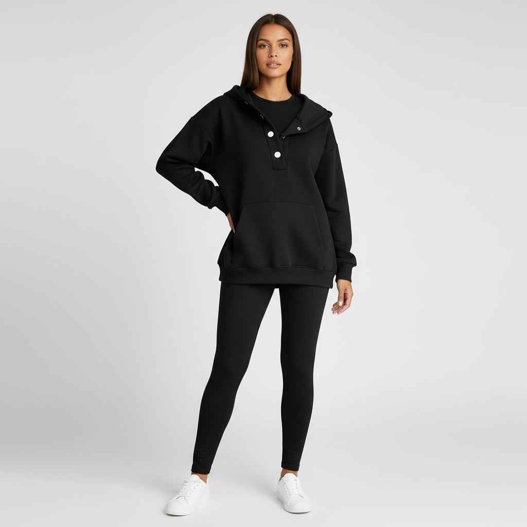 Women's Hooded Sweatshirt Set Black