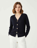 Women's Button-Front V-Neck Cardigan Black One Size