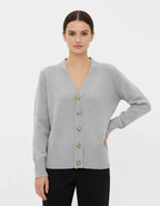 Women's Button-Front V-Neck Cardigan Gray One Size
